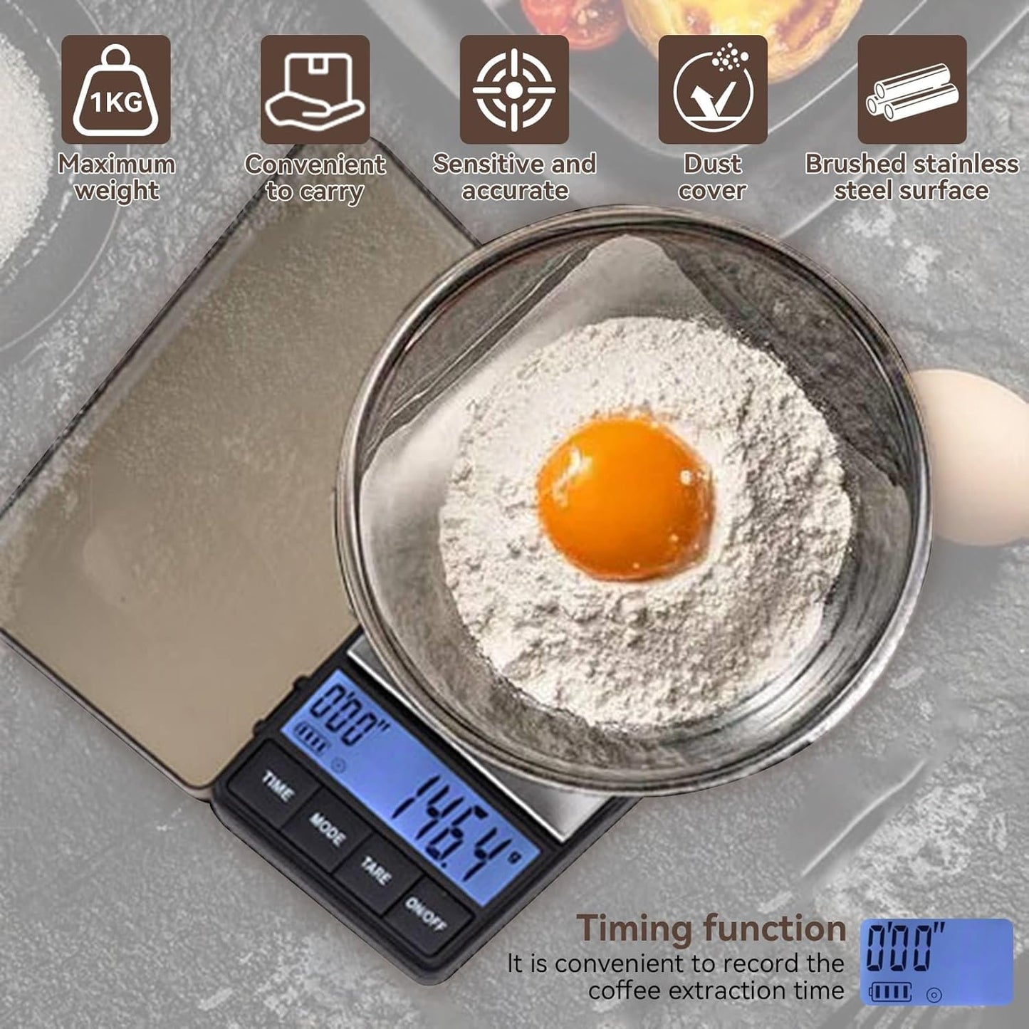 Báscula Pequeña Para Café Con Temporizador, Báscula Digital Portátil De Bolsillo Para Preparar Café Espresso, Báscula De Alta Precisión De 1000 G/0,1 G Con Función De Tara Para Uso En La Cocina, Café