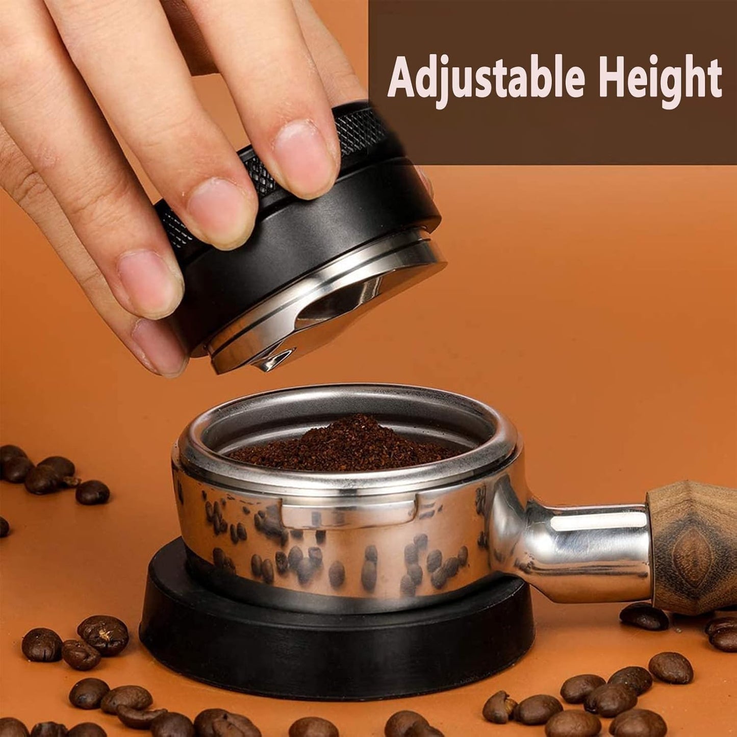 Distribuidor De Café Y Tamper De 58Mm, Nivelador De Café De Acero Inoxidable 304 Manipuladores De Mano Profesionales De Espresso, Profundidad Ajustable