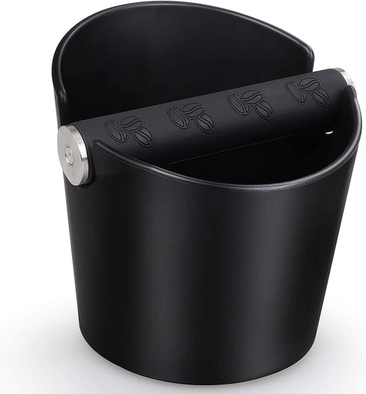 Coffee Knock Box Posos Cafe Cajon Para Posos De Cafe Caja De Posos De Café Barista Absorbente De Golpes Con Barra De Golpe De Metal Extraíble Y Base Antideslizante (Negro)