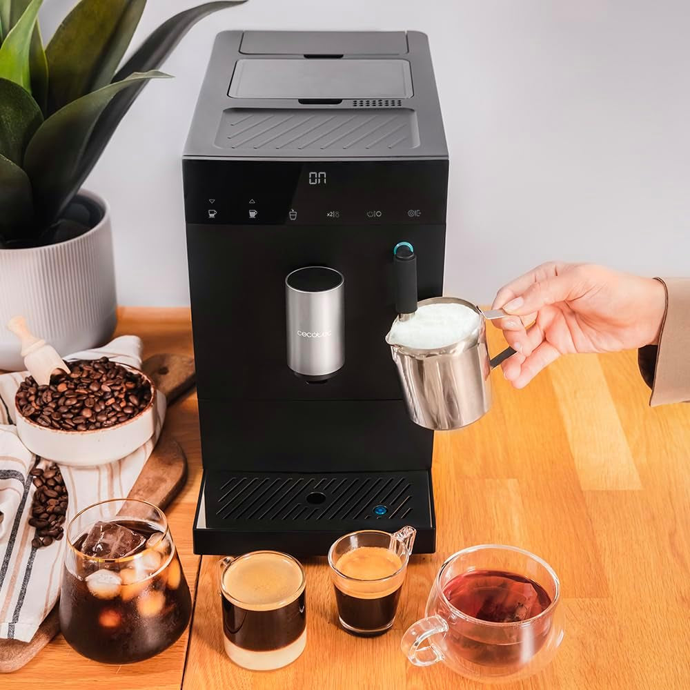 Cecotec Cafetera Súperautomática Compacta Cumbia Cremmaet Compact Steam. 1350W, 19 Bares, Thermoblock, Plug&Play, Café Personalizado, 5 Niveles Molienda, Autolimpieza, Vaporizador