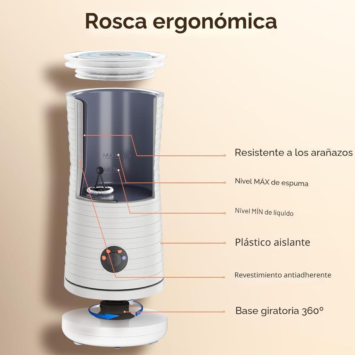Morpilot Espumador De Leche Eléctrico, Calentador Leche Espumador 4 En 1, Espuma Caliente Y Fría, 240Ml 400W