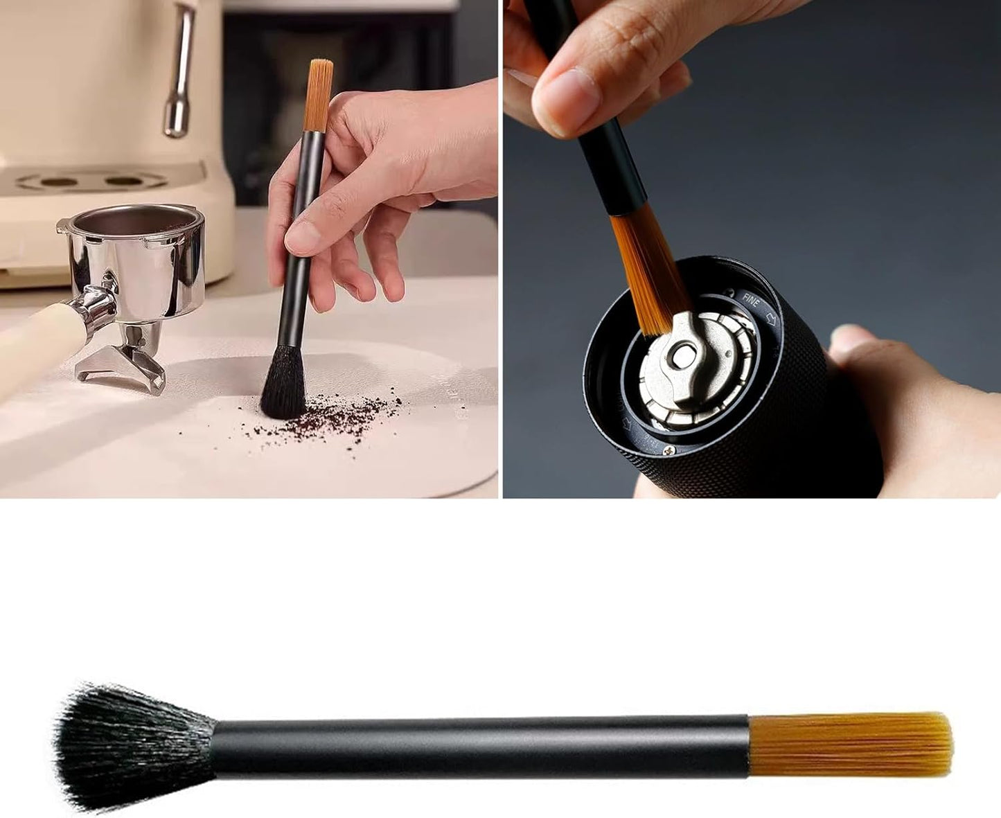 Barista Cepillo, Barista Pincel, Juego De Limpieza De Café, Cepillos Máquina Espresso, Cepillo De Limpieza De Posos De Café, Ayuda a Limpiar Grietas Y Eliminar Los Residuos De Café, 4 Piezas