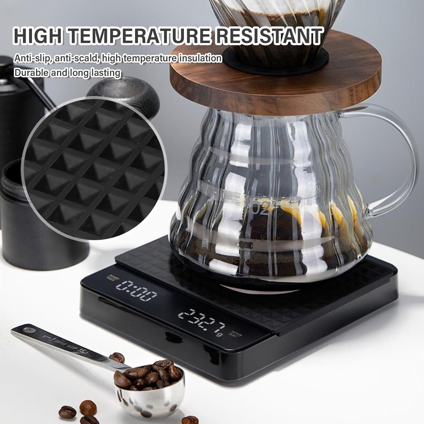Báscula De Café Digital Con Temporizador 3 Types D'Unités Recargable Báscula Café Báscula De Cocina Digital USB Báscula De Cocina Digital Multifuncional Recargable Max 3Kg Negro