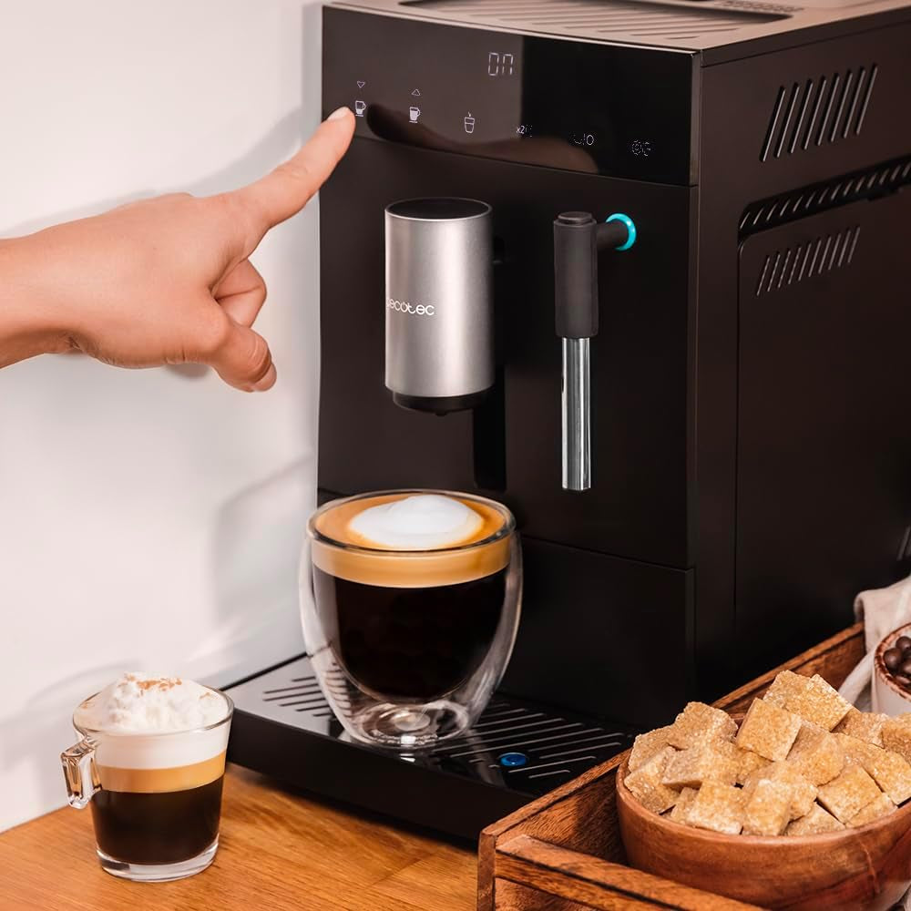 Cecotec Cafetera Súperautomática Compacta Cumbia Cremmaet Compact Steam. 1350W, 19 Bares, Thermoblock, Plug&Play, Café Personalizado, 5 Niveles Molienda, Autolimpieza, Vaporizador
