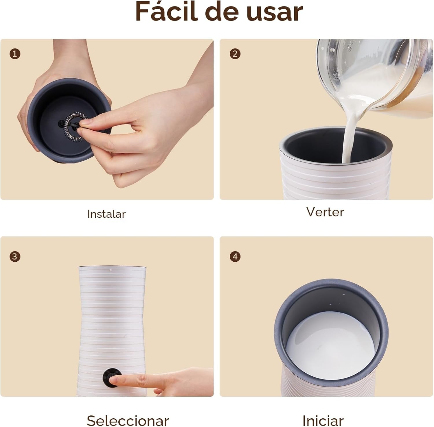 Morpilot Espumador De Leche Eléctrico, Calentador Leche Espumador 4 En 1, Espuma Caliente Y Fría, 240Ml 400W