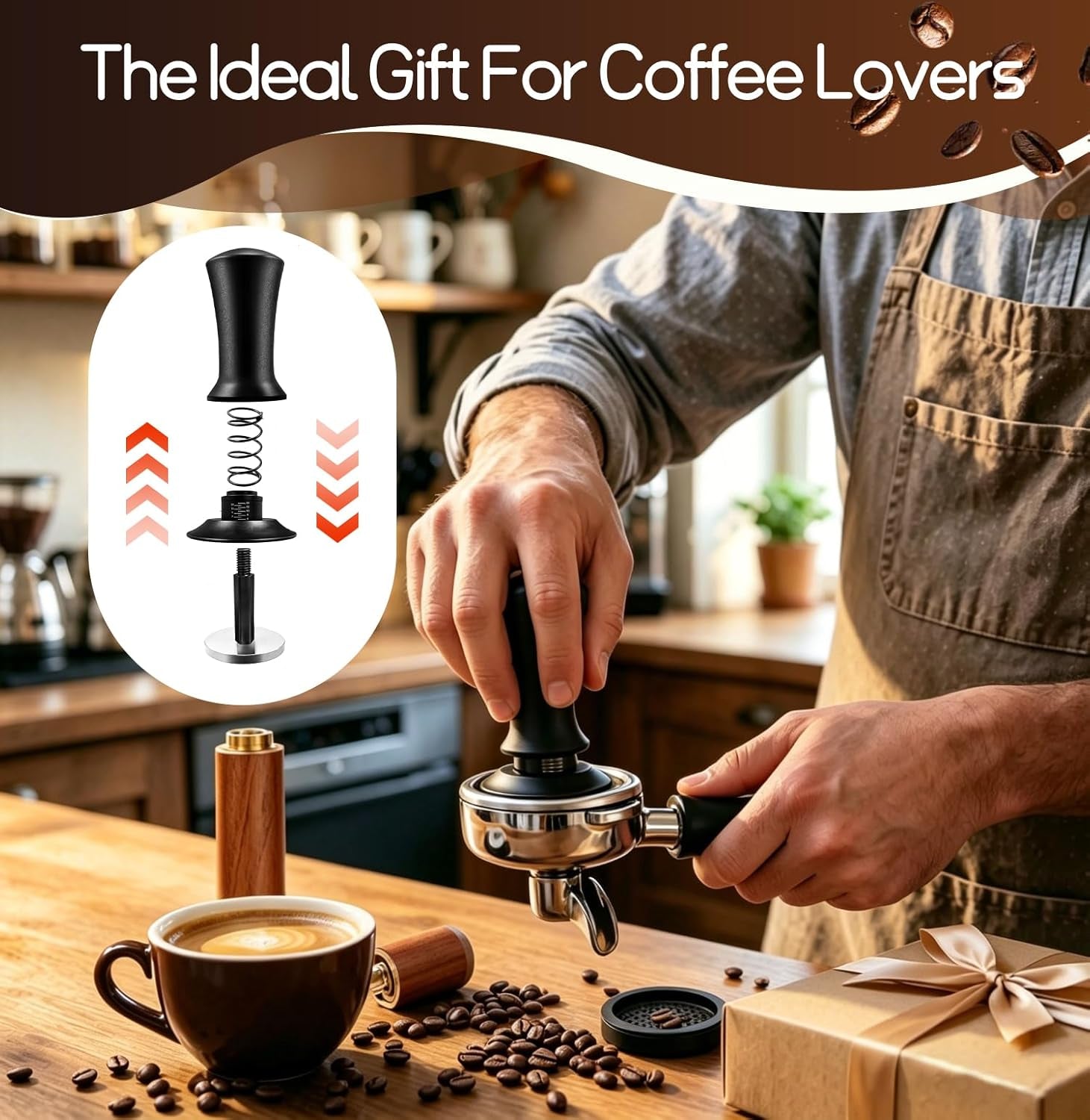 Prensador De Cafe De 58 Mm Con Tamper 58Mm Silicona Station Y Mini Aguja WDT Cafe Base Roscada Y Resorte Ajustable Con Profundidad Ajustable Accesorios Cafetera Kit Para Baristas Caseros Y Cafeterías