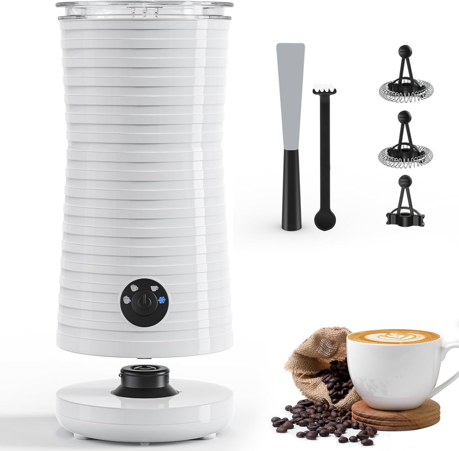 Morpilot Espumador De Leche Eléctrico, Calentador Leche Espumador 4 En 1, Espuma Caliente Y Fría, 240Ml 400W