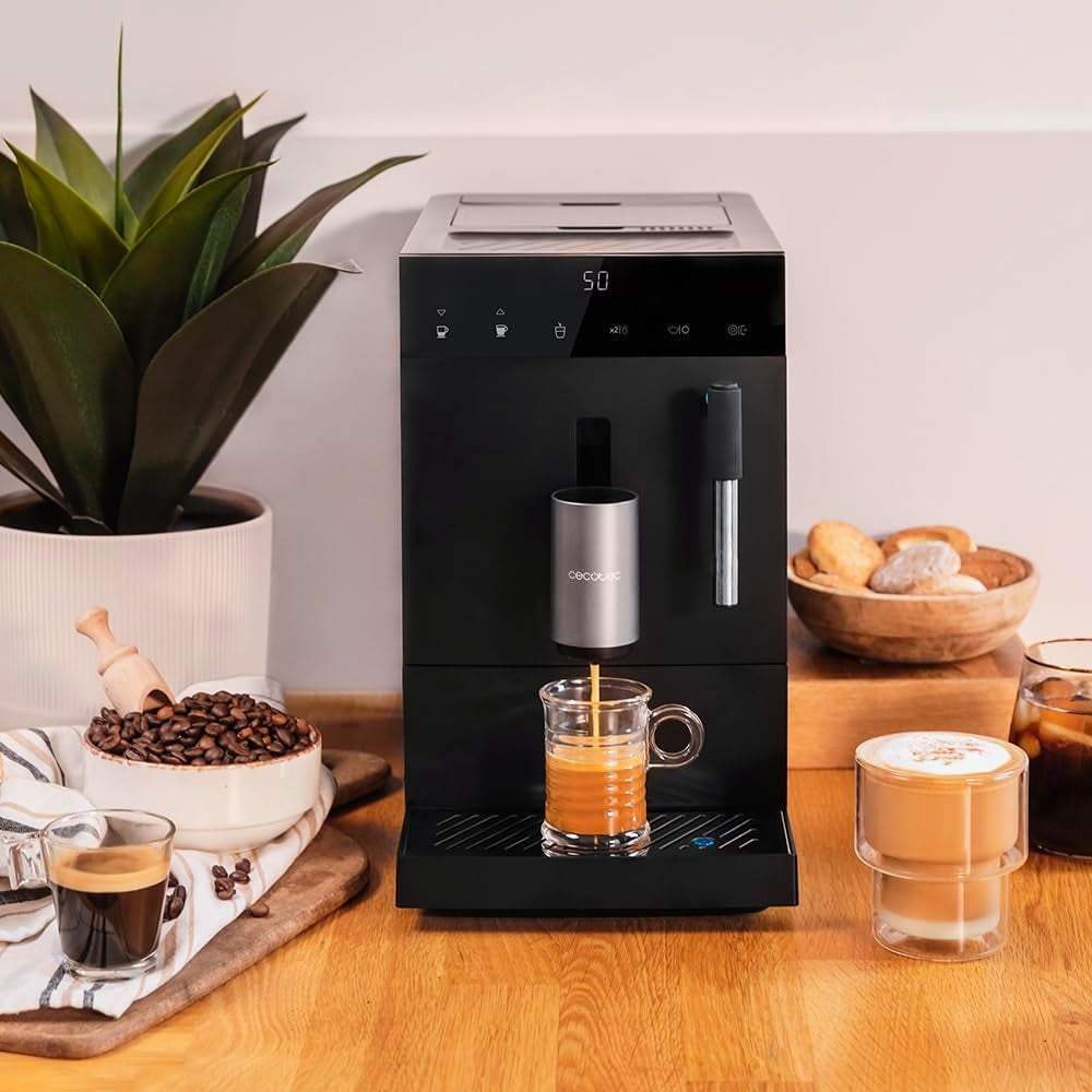 Cecotec Cafetera Súperautomática Compacta Cumbia Cremmaet Compact Steam. 1350W, 19 Bares, Thermoblock, Plug&Play, Café Personalizado, 5 Niveles Molienda, Autolimpieza, Vaporizador
