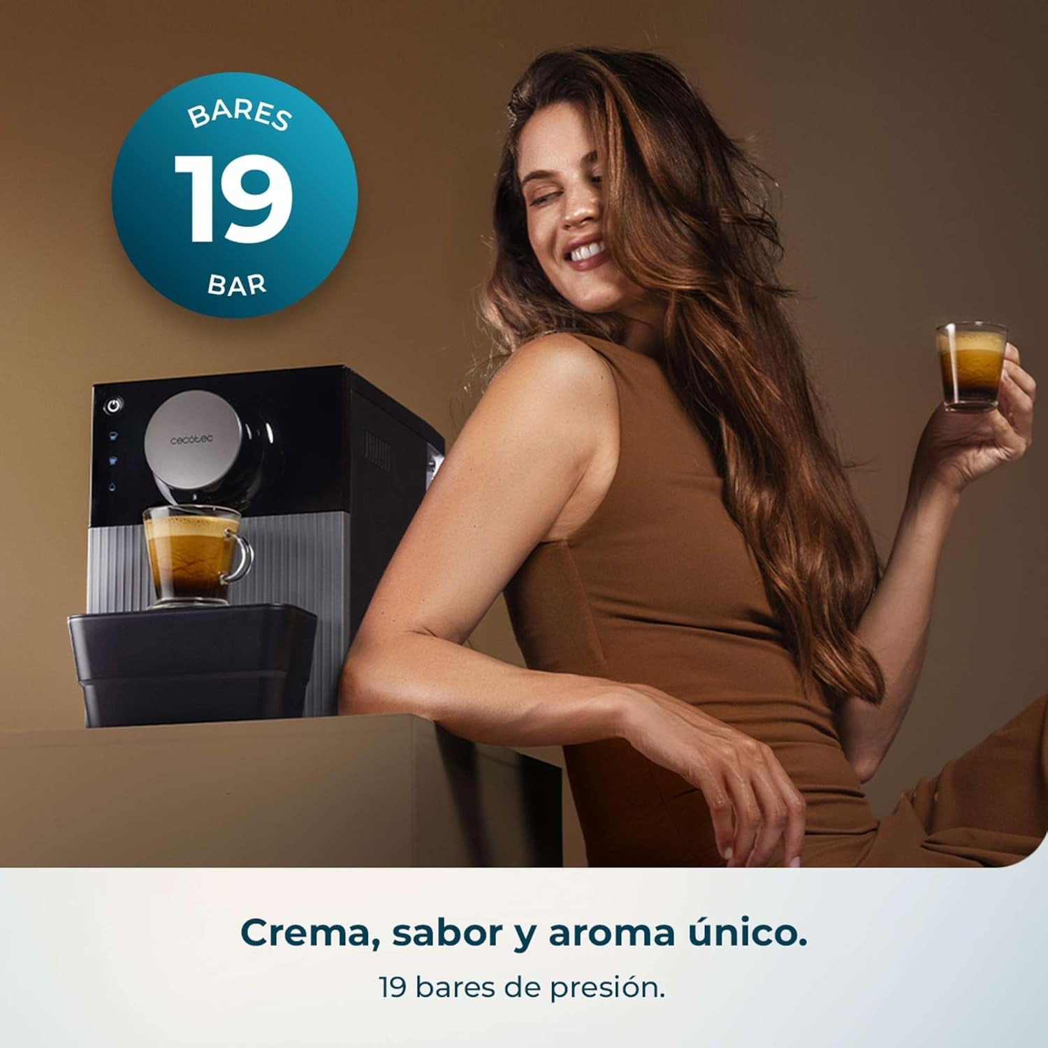 Cecotec Cafetera Superautomática Compacta Cremmaet Cube. 1350W, Sistema De Prensado De 10G, Sistema Pre-Infusión, 19 Bares, Sistema Thermoblock, 5 Niveles De Molienda, Panel De Control Táctil