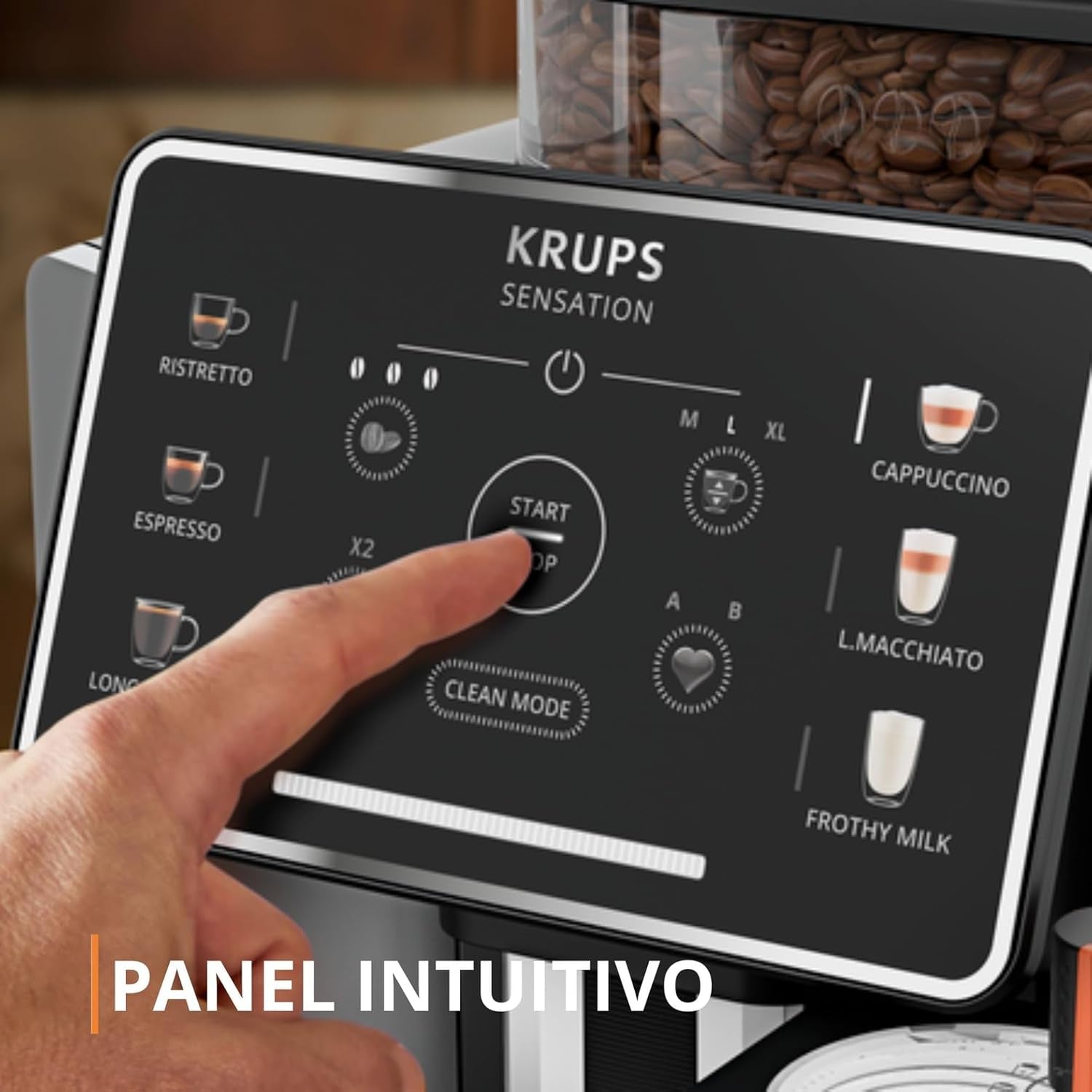 Krups Sensation Milk, Cafetera Superautomática, 6 Bebidas a Base De Café Y Café Con Leche, Tecnología Milk Maestro, Jarra De Leche Integrada, Fácil De Usar, Plateada Y Negra, EA912E10