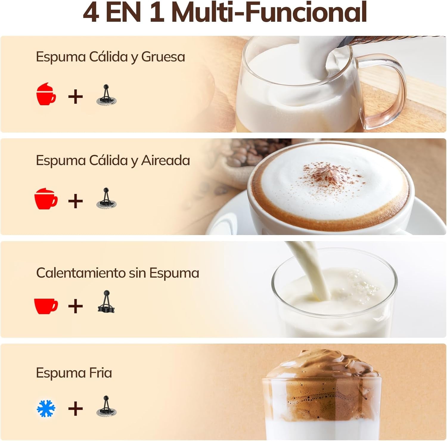 Morpilot Espumador De Leche Eléctrico, Calentador Leche 4 En 1, Para Espuma Caliente Y Fría, 240Ml 400W, Negro