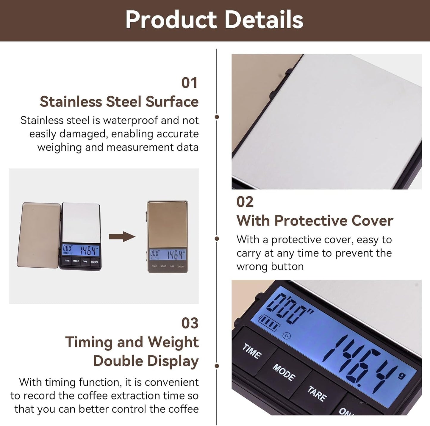 Báscula Pequeña Para Café Con Temporizador, Báscula Digital Portátil De Bolsillo Para Preparar Café Espresso, Báscula De Alta Precisión De 1000 G/0,1 G Con Función De Tara Para Uso En La Cocina, Café