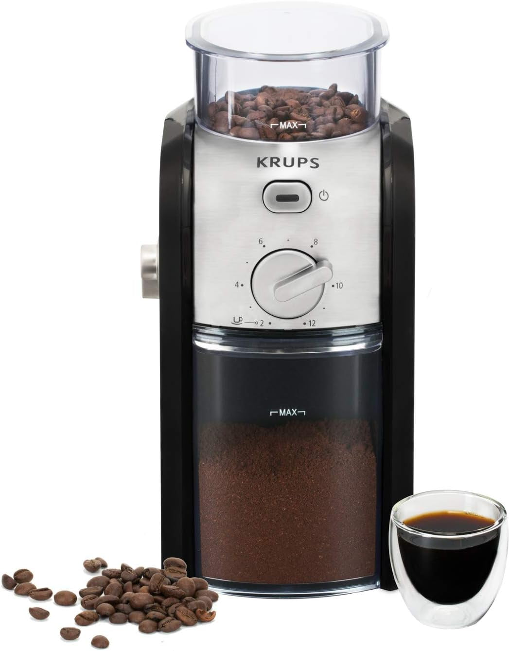 Krups GVX242 Molinillo De Café Profesional Con Sistema De Muelas Con Torno-Molido Y 17 Ajustes De Triturado, De Más Fino a Más Grueso, Potencia 100 W, Negro