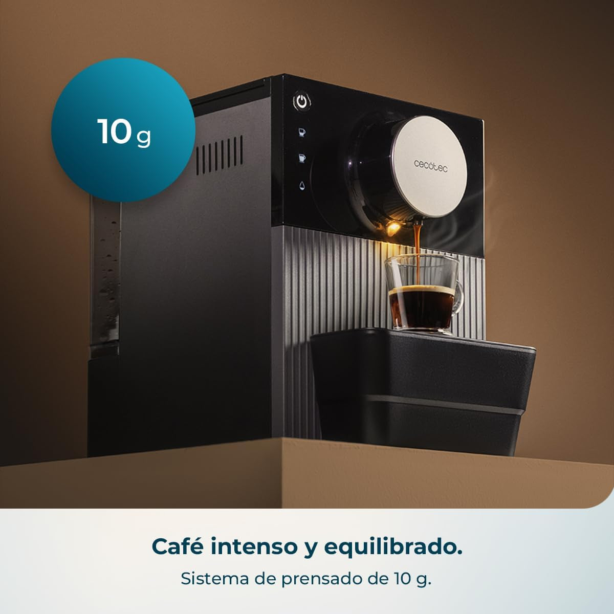 Cecotec Cafetera Superautomática Compacta Cremmaet Cube. 1350W, Sistema De Prensado De 10G, Sistema Pre-Infusión, 19 Bares, Sistema Thermoblock, 5 Niveles De Molienda, Panel De Control Táctil