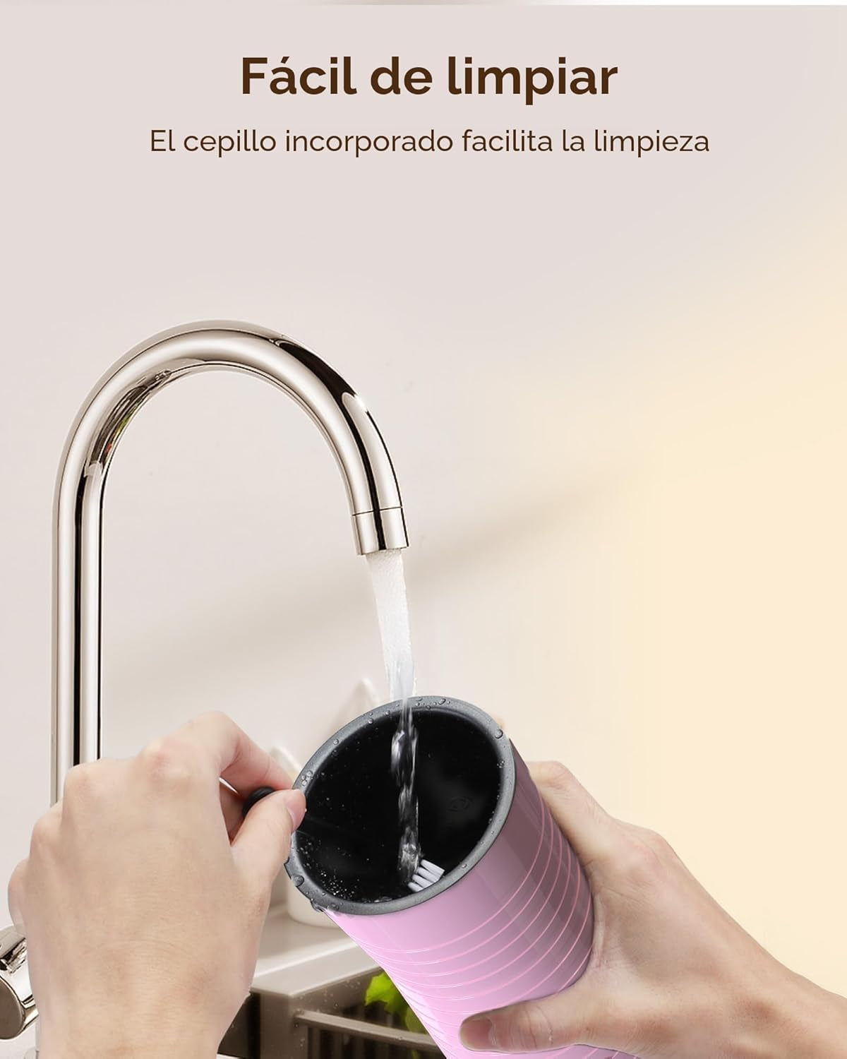 Espumador De Leche Eléctrico​4 En 1, Morpilot ​​Calentador De Leche​​ Para Espuma Fría/Caliente, Ideal Para Cappuccino, Latte Y Leche Caliente, 240Ml, Rosa