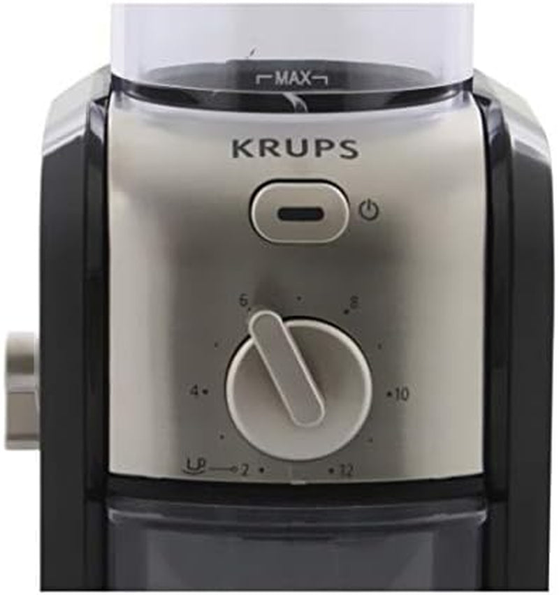Krups GVX242 Molinillo De Café Profesional Con Sistema De Muelas Con Torno-Molido Y 17 Ajustes De Triturado, De Más Fino a Más Grueso, Potencia 100 W, Negro
