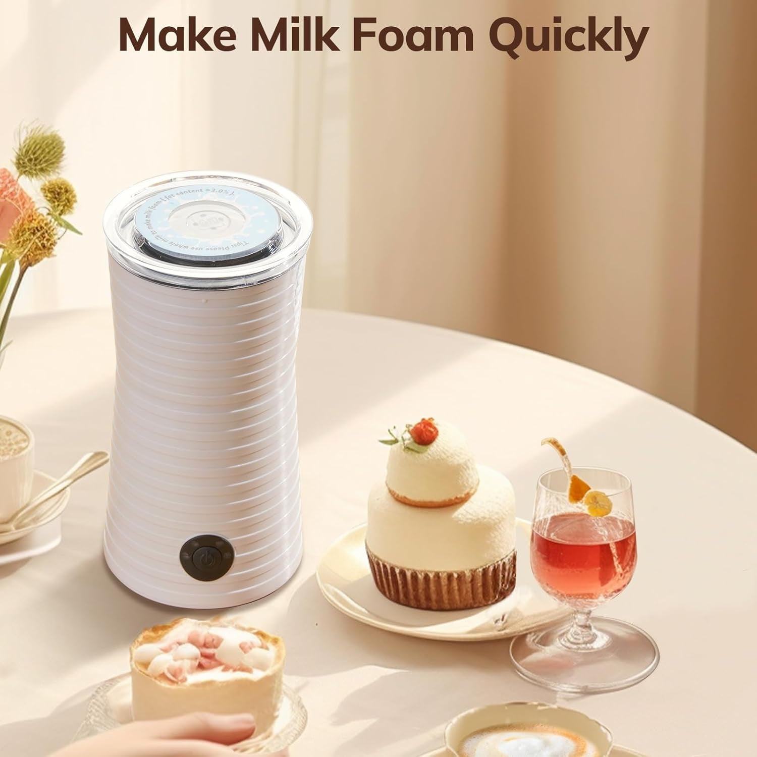 Morpilot Espumador De Leche Eléctrico, Calentador Leche Espumador 4 En 1, Espuma Caliente Y Fría, 240Ml 400W