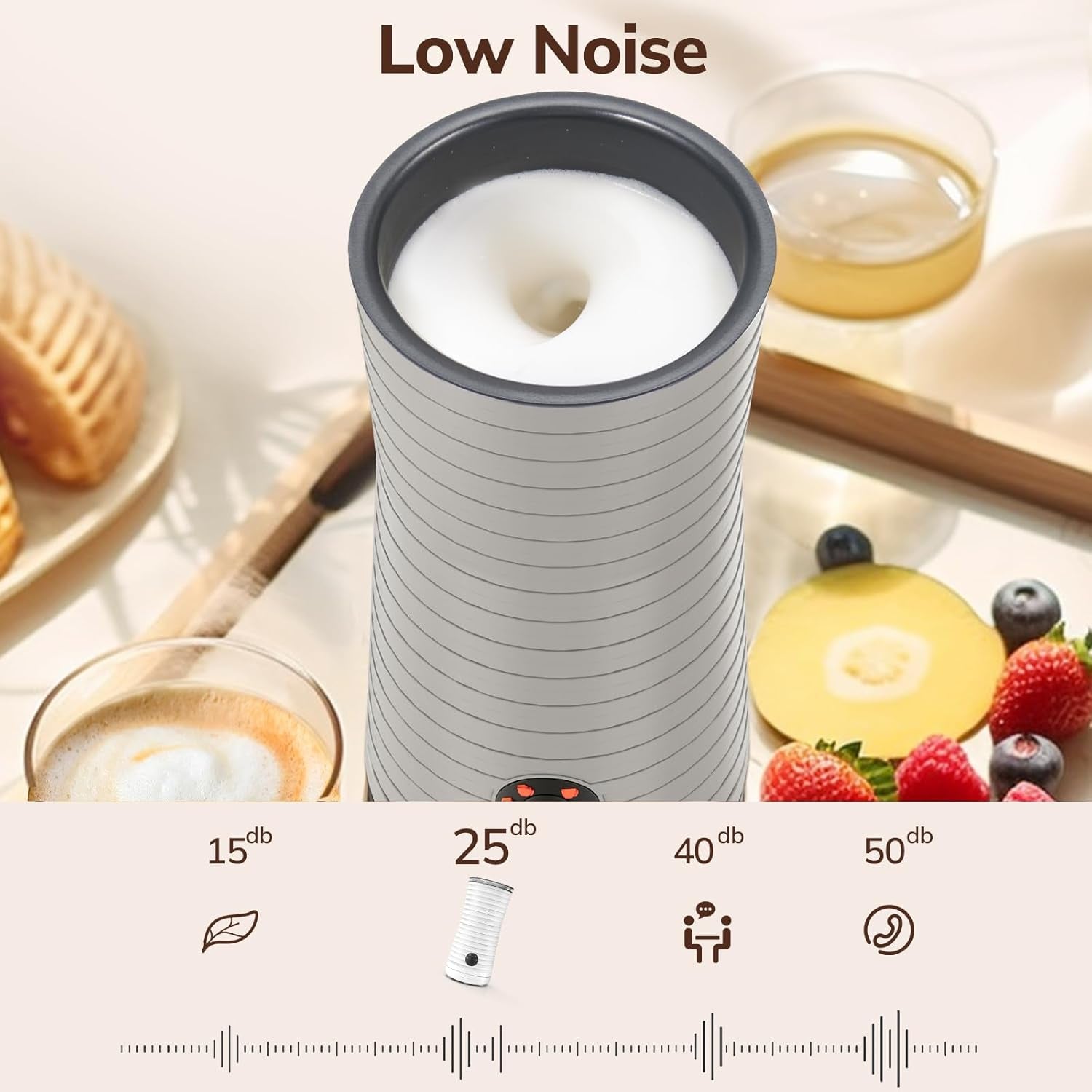 Morpilot Espumador De Leche Eléctrico, Calentador Leche Espumador 4 En 1, Espuma Caliente Y Fría, 240Ml 400W