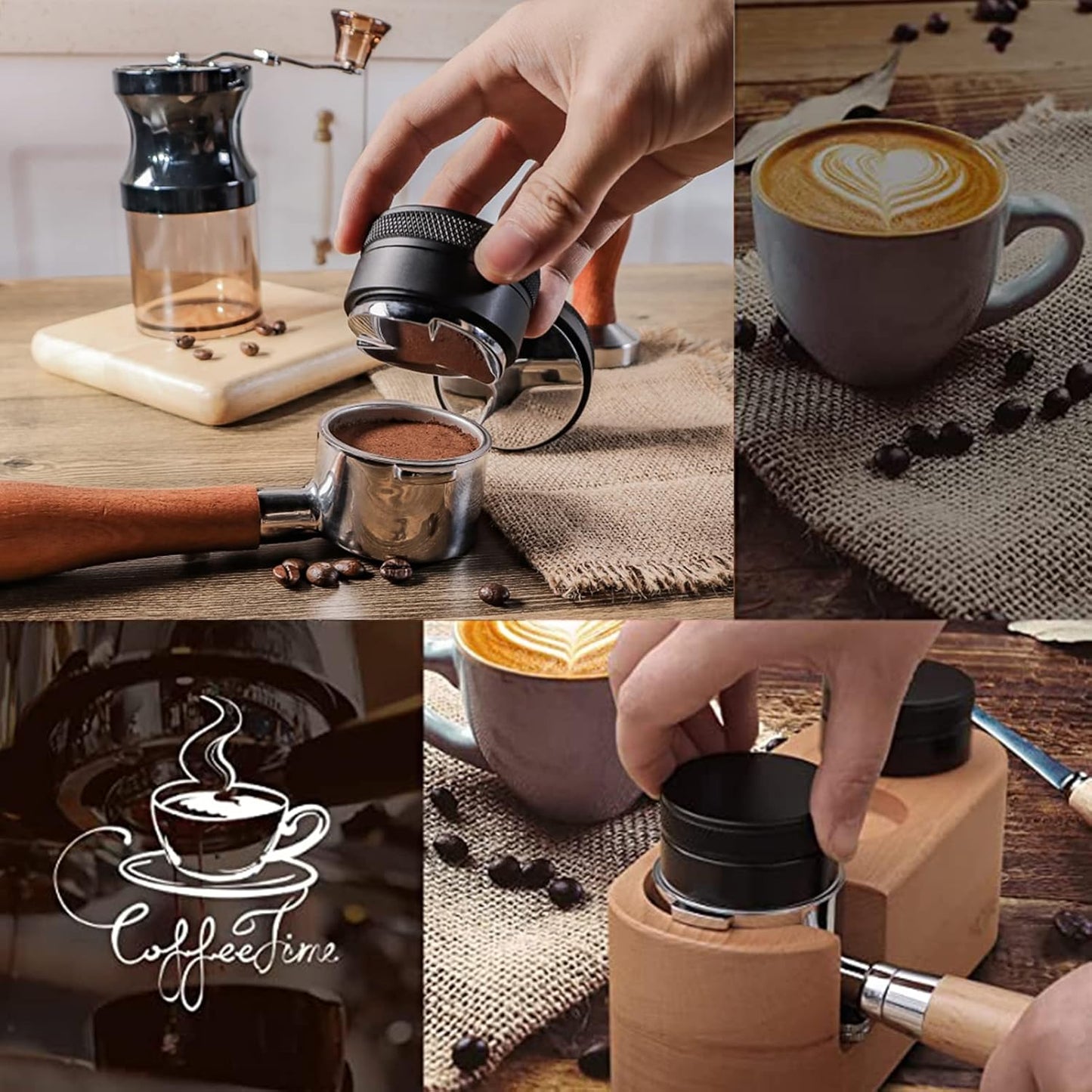 Distribuidor De Café Y Tamper De 58Mm, Nivelador De Café De Acero Inoxidable 304 Manipuladores De Mano Profesionales De Espresso, Profundidad Ajustable