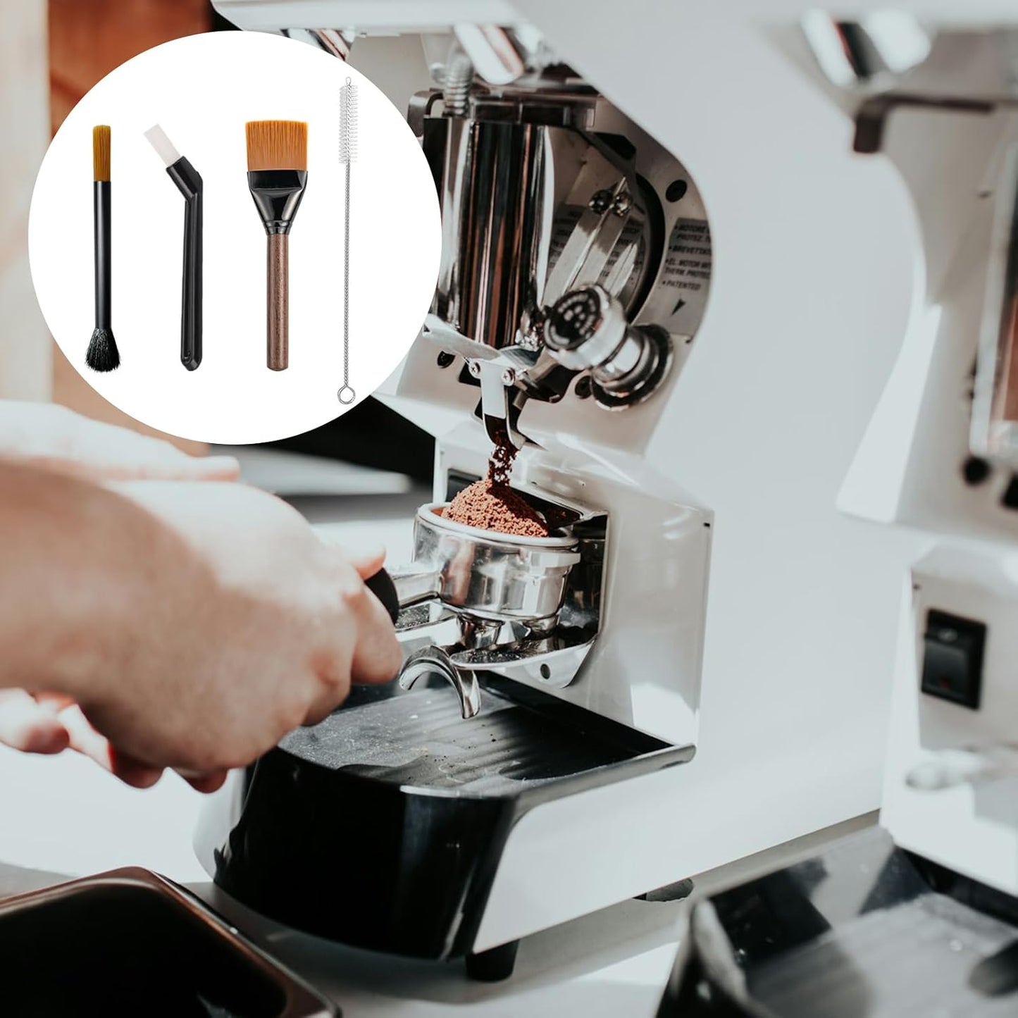 Barista Cepillo, Barista Pincel, Juego De Limpieza De Café, Cepillos Máquina Espresso, Cepillo De Limpieza De Posos De Café, Ayuda a Limpiar Grietas Y Eliminar Los Residuos De Café, 4 Piezas