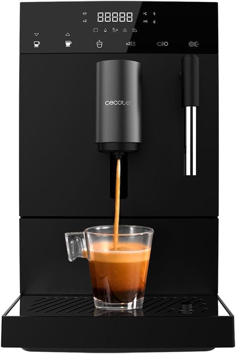 Cecotec Cafetera Súperautomática Compacta Cumbia Cremmaet Compact Steam. 1350W, 19 Bares, Thermoblock, Plug&Play, Café Personalizado, 5 Niveles Molienda, Autolimpieza, Vaporizador