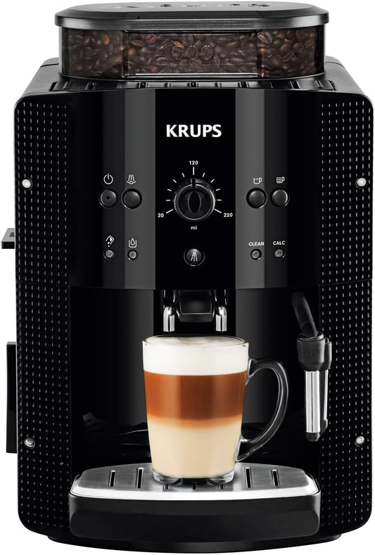 Krups Roma, Cafetera Superautomática, Depósito De Agua 1,7 L, 3 Niveles De Temperatura, 3 Niveles De Intensidad, 15 Bares, Molinillo Cónico De Metal, Panel De Control Fácil, Negra, EA810870