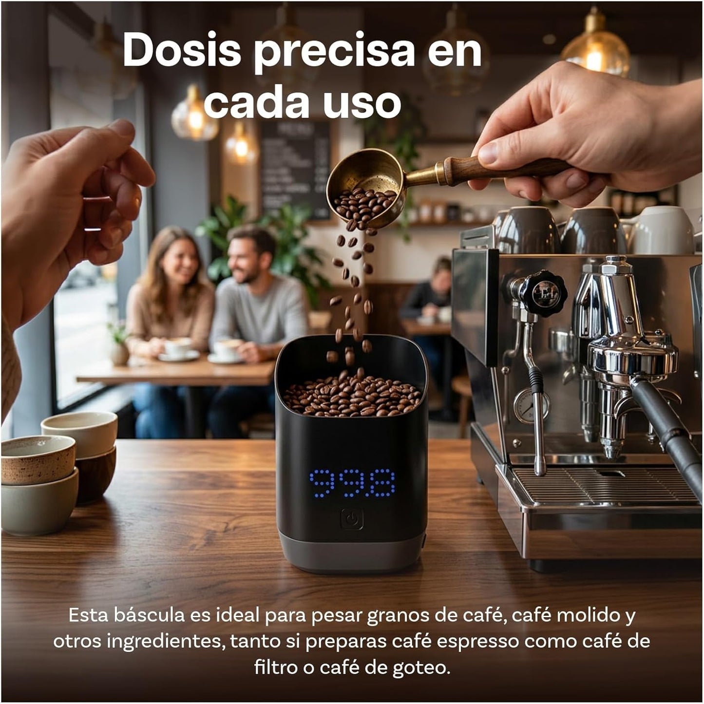 Báscula Café Digital Con Pantalla LED De MMOBIEL – Balanza Precisión 0.1G/1G Para Espresso, Pour-Over, Café Filtrado Y Más – Recargable USB-C Y Compacta – Accesorios Para Baristas En Casa