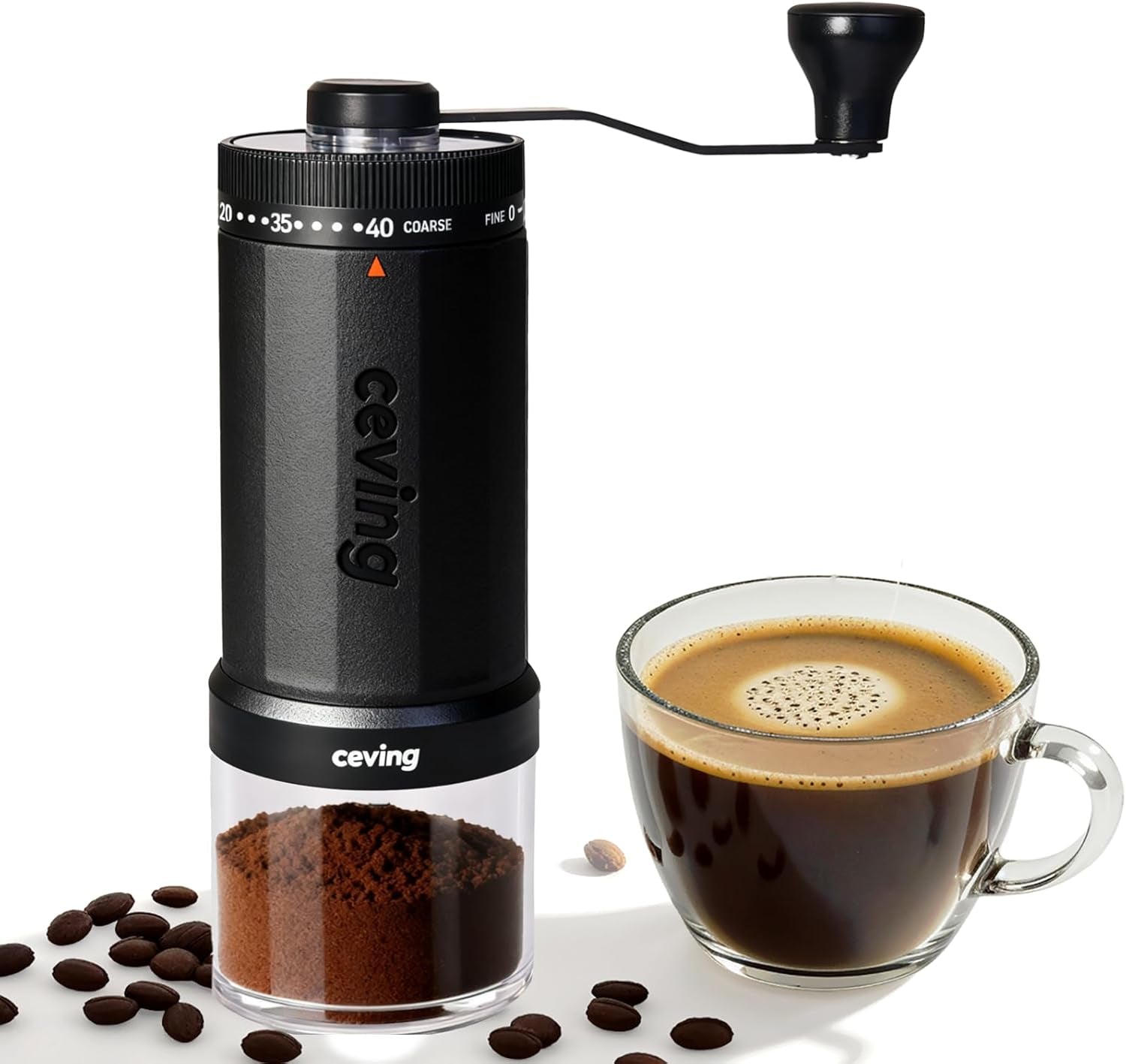 Primer Molinillo De Café Manual Del Mundo Con Capacidad Para 60G, Molino Cafe Manual Portátil Con Ajustes De 40 Niveles Y Muelas Cónicas De Cerámica Para Espresso, Pour Over, Camping, Viajes, Regalo
