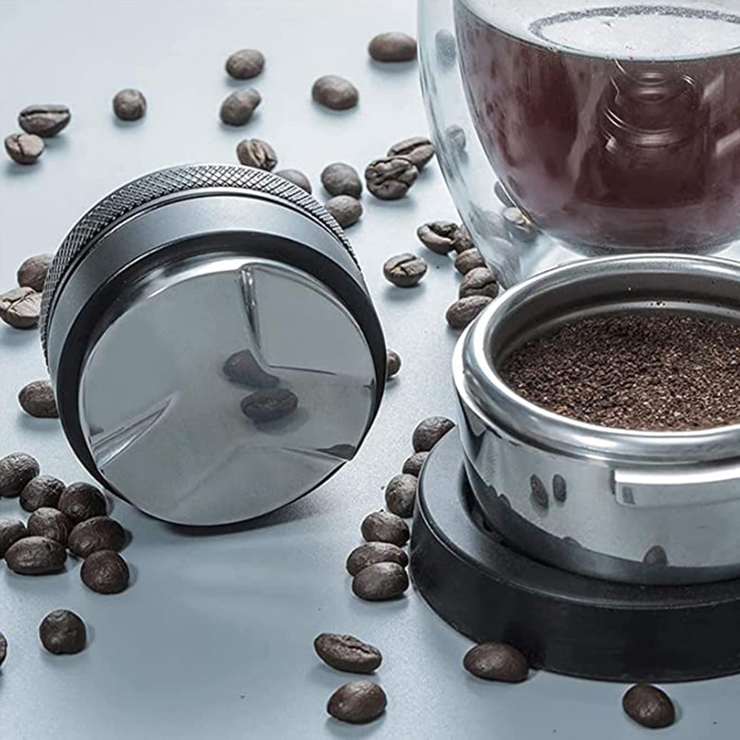 Distribuidor De Café Y Tamper De 58Mm, Nivelador De Café De Acero Inoxidable 304 Manipuladores De Mano Profesionales De Espresso, Profundidad Ajustable