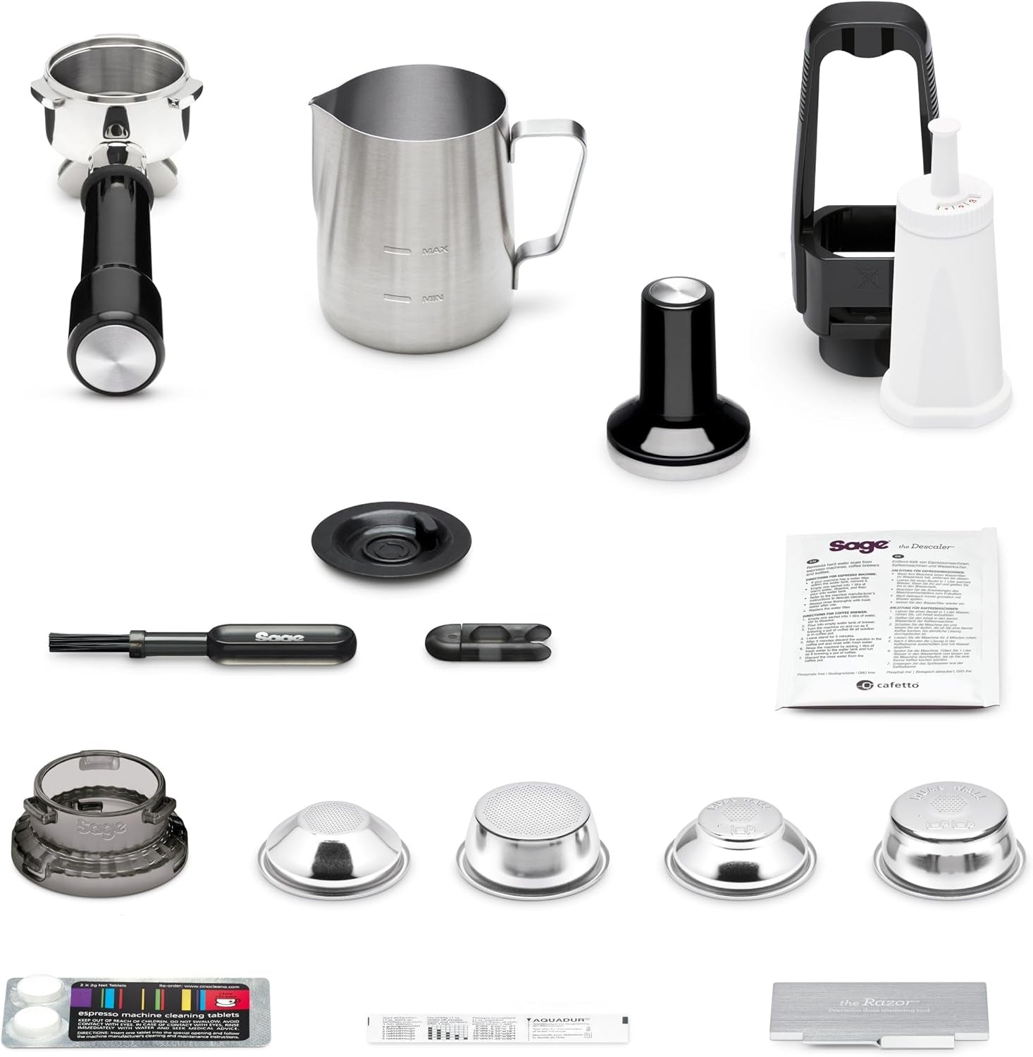 Sage - the Barista Touch -Cafetera Profesional Con Pantalla Táctil, Molinillo Incorporado Y Espumador De Leche -Prensador Extraíble, 5 Preajustes - Máquina De Café Espress - Acero Inoxidable Cepillado