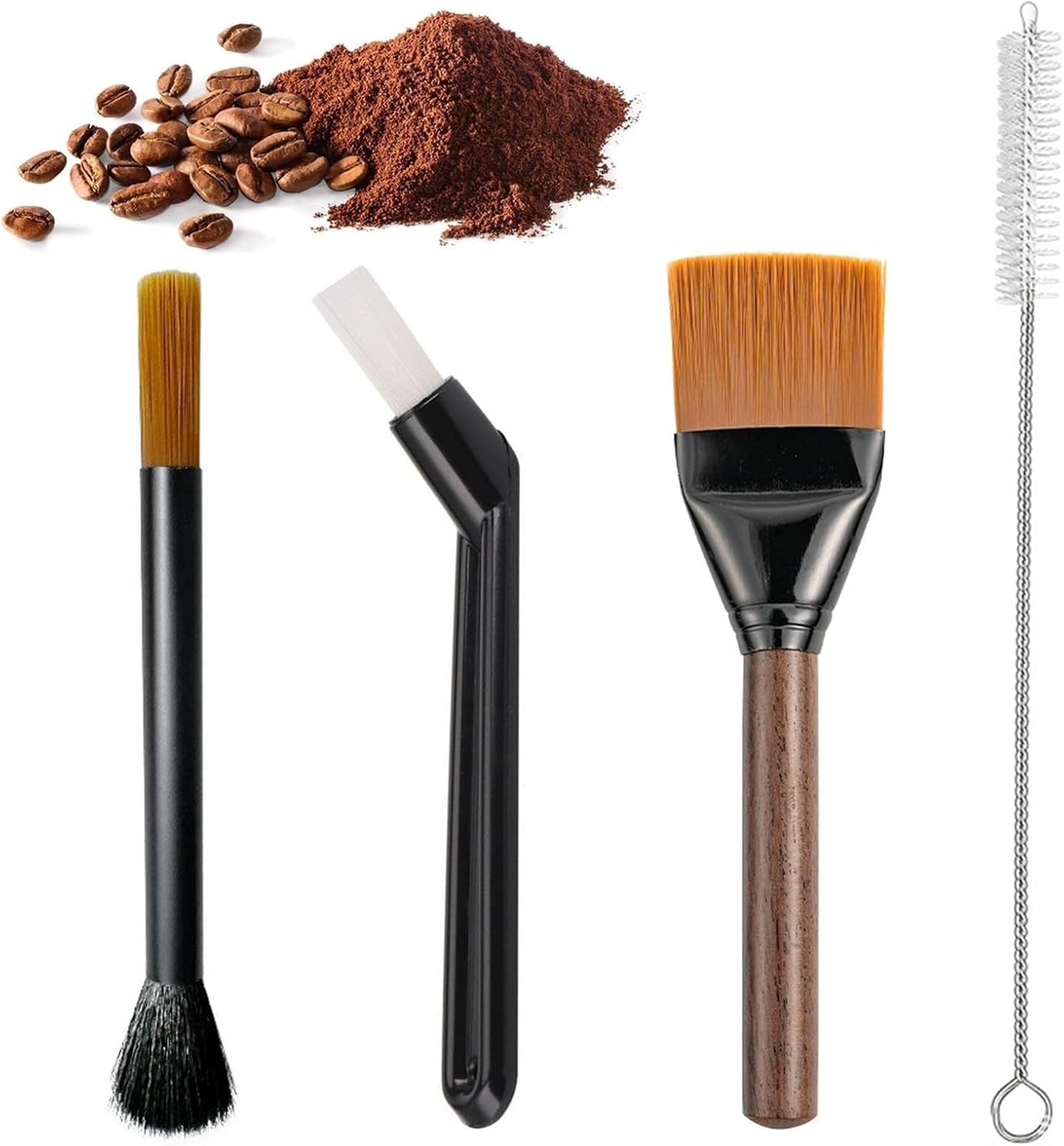 Barista Cepillo, Barista Pincel, Juego De Limpieza De Café, Cepillos Máquina Espresso, Cepillo De Limpieza De Posos De Café, Ayuda a Limpiar Grietas Y Eliminar Los Residuos De Café, 4 Piezas