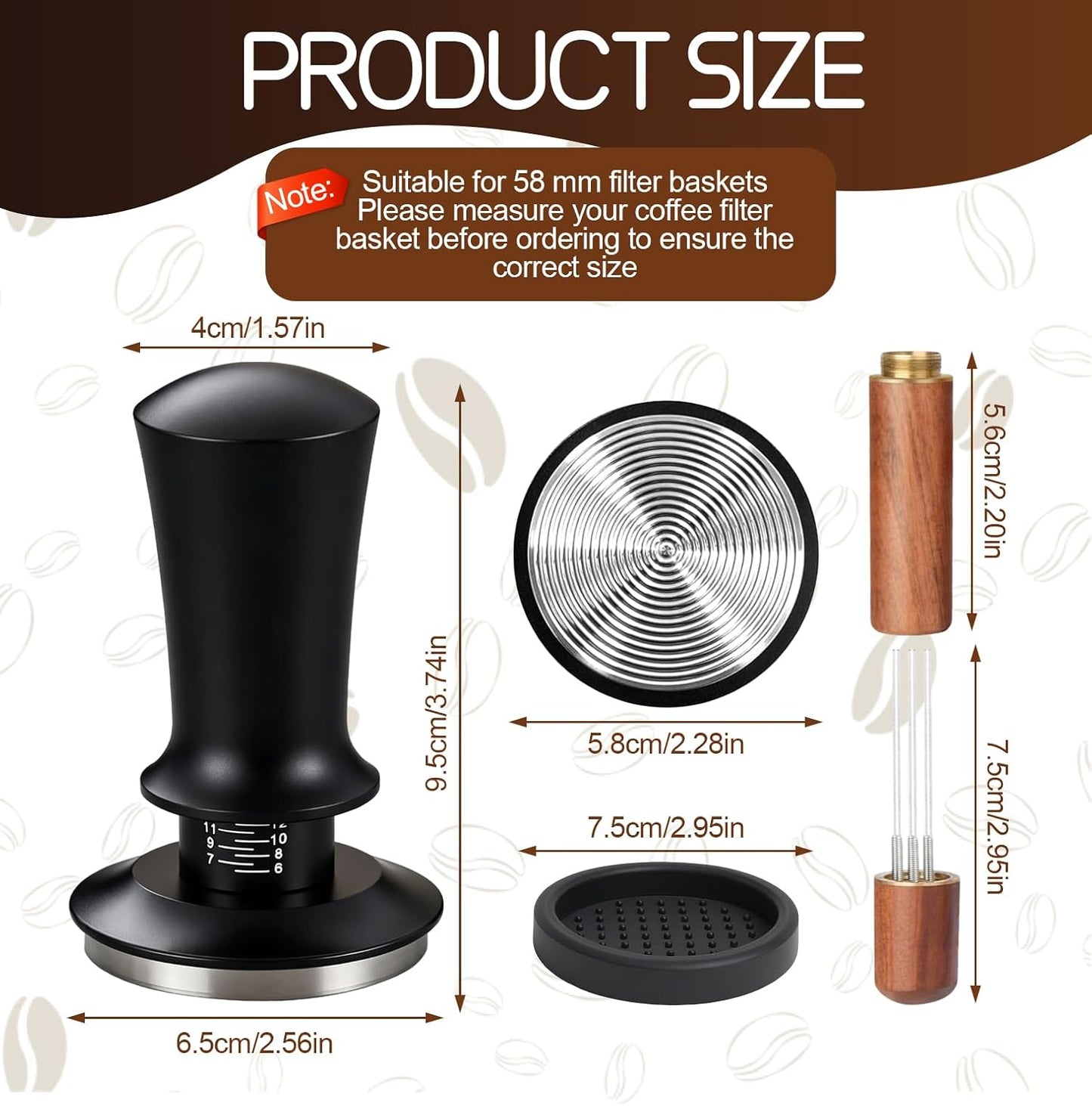 Prensador De Cafe De 58 Mm Con Tamper 58Mm Silicona Station Y Mini Aguja WDT Cafe Base Roscada Y Resorte Ajustable Con Profundidad Ajustable Accesorios Cafetera Kit Para Baristas Caseros Y Cafeterías