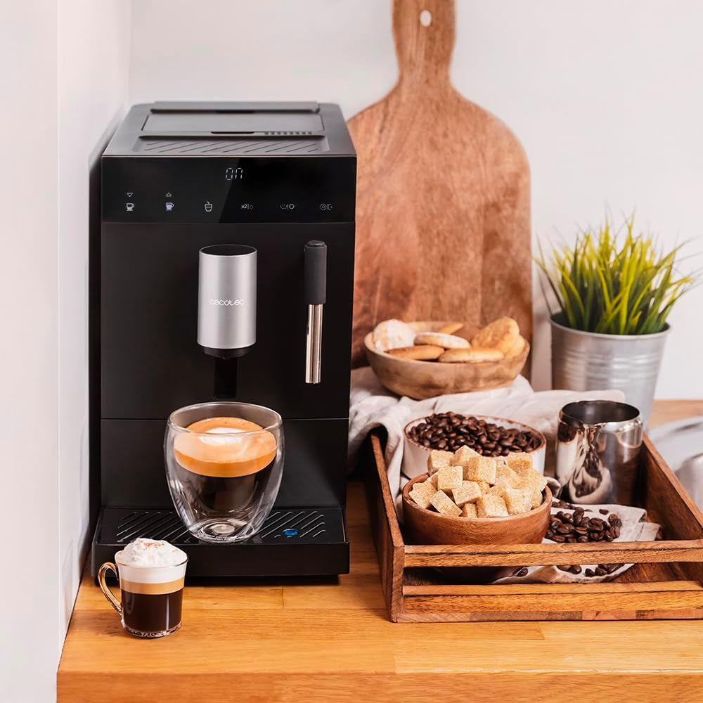 Cecotec Cafetera Súperautomática Compacta Cumbia Cremmaet Compact Steam. 1350W, 19 Bares, Thermoblock, Plug&Play, Café Personalizado, 5 Niveles Molienda, Autolimpieza, Vaporizador