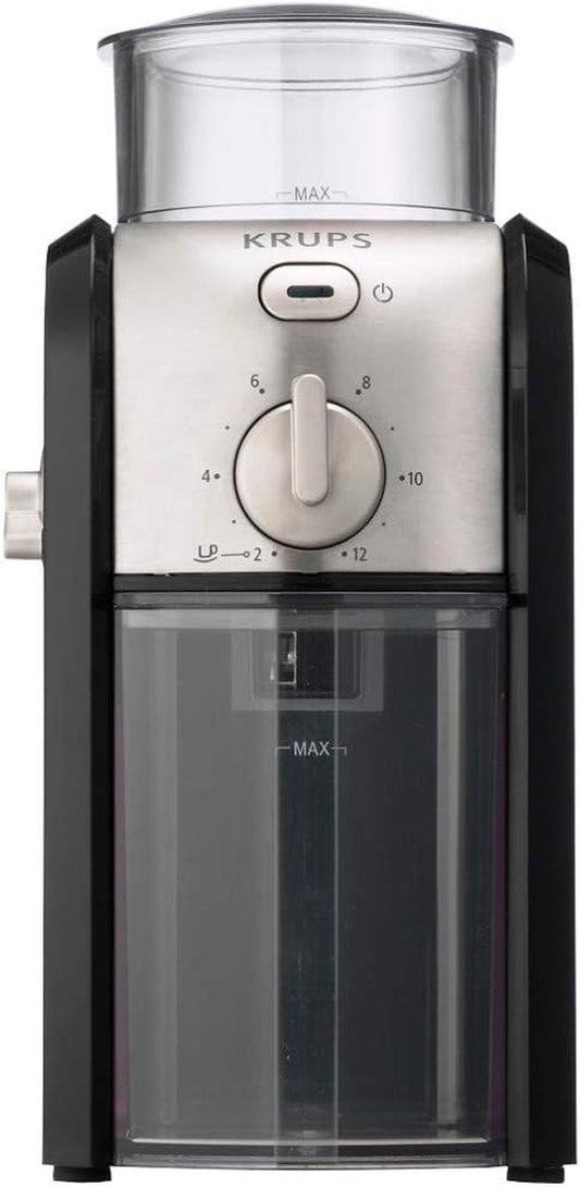 Krups GVX242 Molinillo De Café Profesional Con Sistema De Muelas Con Torno-Molido Y 17 Ajustes De Triturado, De Más Fino a Más Grueso, Potencia 100 W, Negro