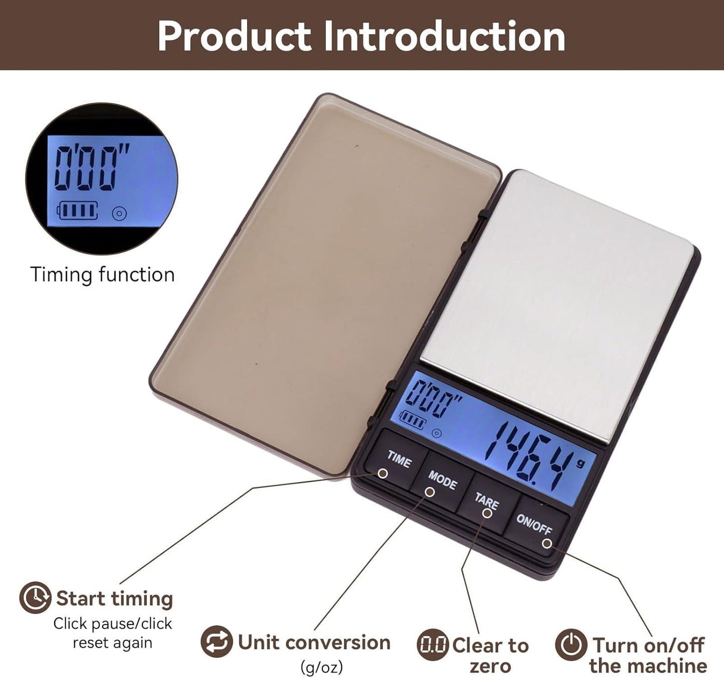 Báscula Pequeña Para Café Con Temporizador, Báscula Digital Portátil De Bolsillo Para Preparar Café Espresso, Báscula De Alta Precisión De 1000 G/0,1 G Con Función De Tara Para Uso En La Cocina, Café